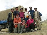 Tibet Guge 01 To 13 Team Photo Here is our full crew. From left to right, Tibetan truck driver Lhaktse, Tibetan Land cruiser driver Sadim, Tibetan guide Konjo, Nepalese guide Gyan, Nepalese cook Paldi, and Nepalese porter Pemba Rinji.